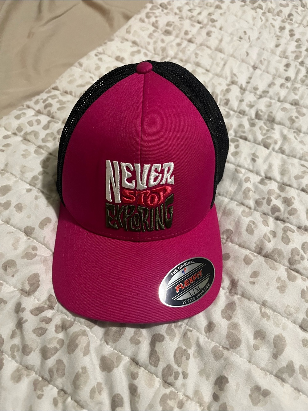 The North Face Mens Pink & Black Trucker Hat - 'Never Stop Exploring'